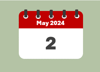 icon of a calendar with the date 2 May 2024